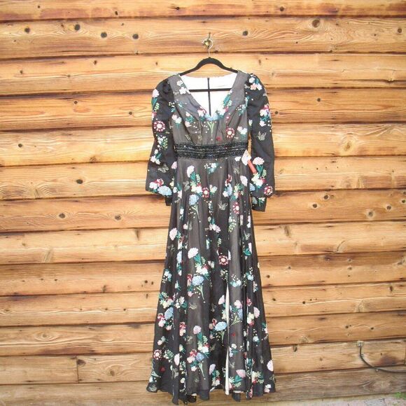 Mac Duggal 79361 Womens Black EMBROIDERED Embroidered Maxi Gown Dress 4 - Picture 6 of 16